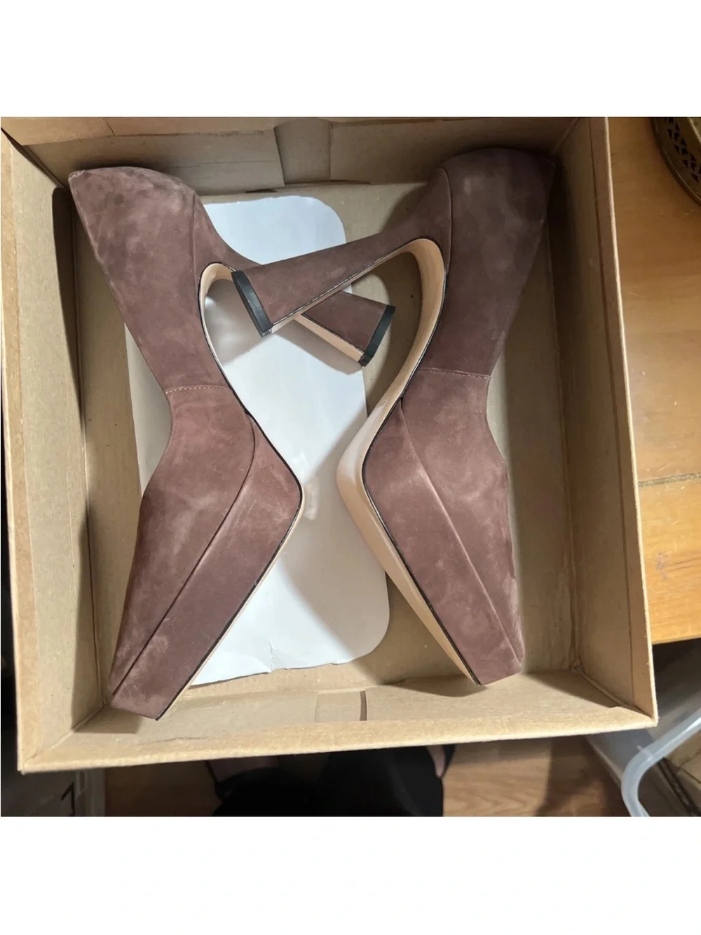 ANTHROPOLOGIE MAEVE Womens Pumps Brown  Platform Chunky Flare Heels Size 9.5 40